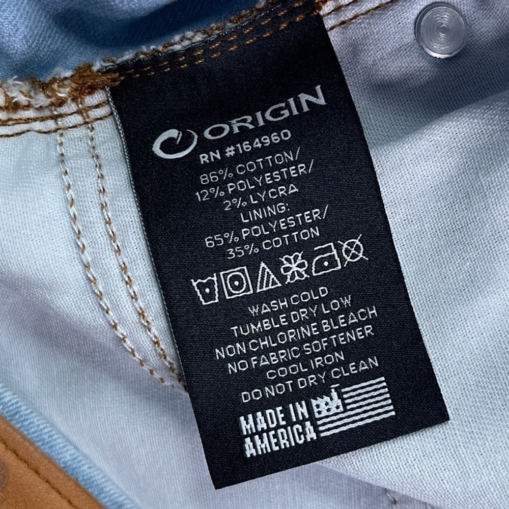 Origin Jeans Mens 38x32 Blue Delta Flex Relaxed Fit Light Wash Stretch Denim USA - Picture 13 of 15